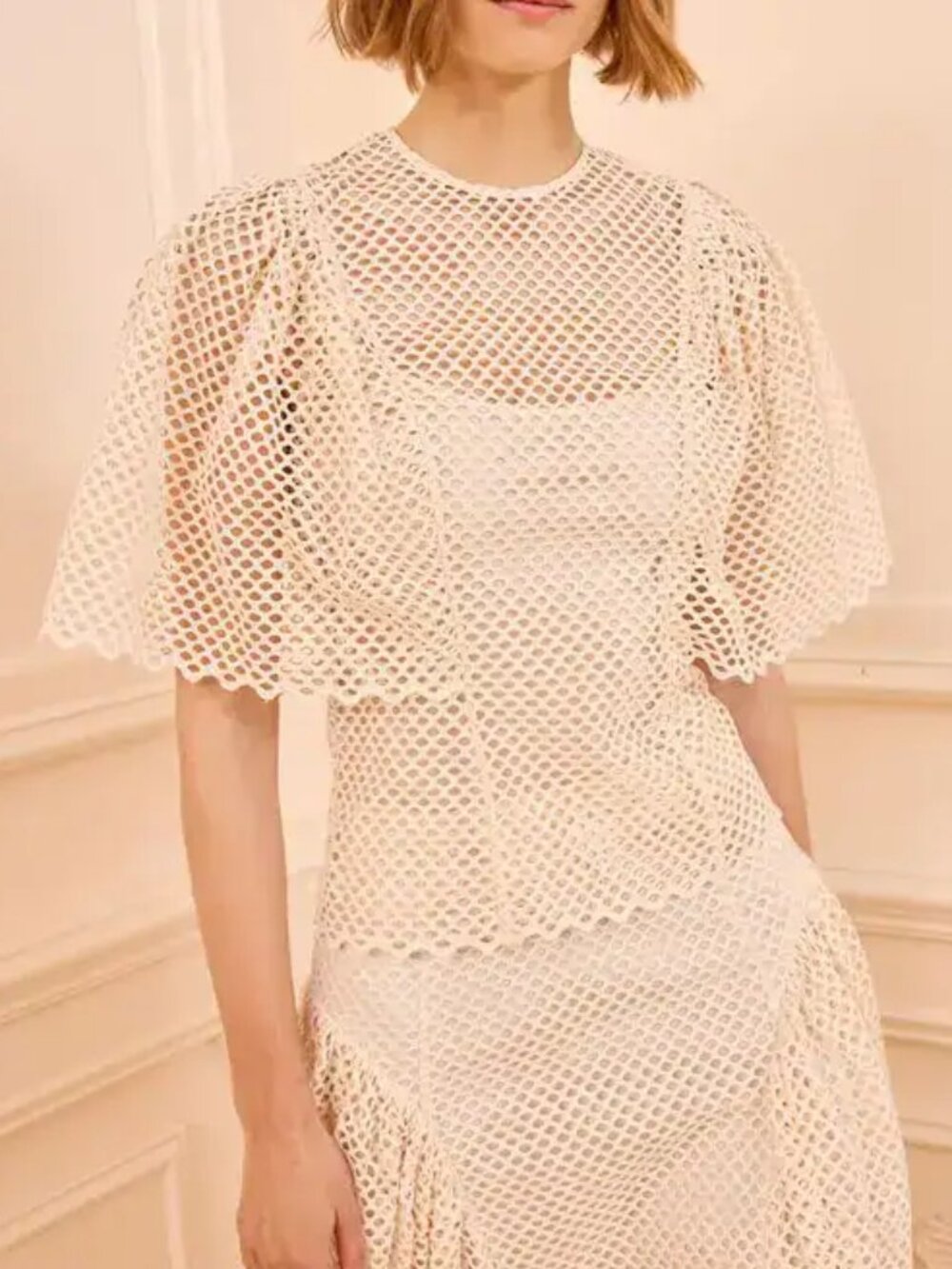 NWT Ulla Johnson Hera eyelet cotton top in cream, Size 4, $390 Retail